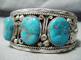 Chunky Vintage Native American Navajo Old Morenci Turquoise Sterling Silver Bracelet-Nativo Arts