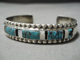 Important Vintage Native American Navajo Red Mountain Turquoise Sterling Silver Bracelet-Nativo Arts