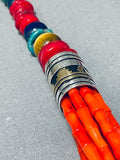 Authentic Singer Native American Navajo Coral Turquoise Sterling Silver Necklace-Nativo Arts