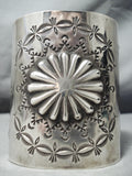 Newsworthy Navajo Sterling Silver W I D E Bracelet Native American-Nativo Arts
