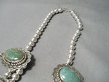 300 Gram Native American Green Turquoise Sterling Silver Squash Blossom Necklace-Nativo Arts