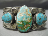Opulent Vintage Native American Navajo Early Turquoise Sterling Silver Bracelet Old-Nativo Arts