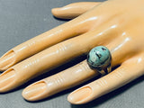 Remarkable Vintage Native American Navajo Domed Turquoise Sterling Silver Ring-Nativo Arts