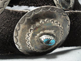 Spectacular Vintage Native American Navajo Kingman Turquoise Sterling Silver Concho Belt Old-Nativo Arts