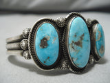Native American Important Calvin Martinez Bisbee Turquoise Sterling Silver Bracelet-Nativo Arts