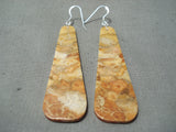 Dramatic Santo Domingo Apple Coral Sterling Silver Earrings Native American-Nativo Arts