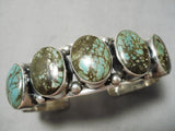 Chunky Huge Domed Vintage Native American Navajo Green Turquoise Sterling Silver Bracelet-Nativo Arts