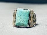 Sensational Vintage Native American Navajo Green Turquoise Sterling Silver Ring-Nativo Arts