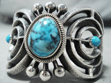 Authentic Native American Navajo Aaron Anderson Rare Turquoise Sterling Silver Bracelet-Nativo Arts
