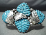 Turquoise Leaves Zuni Turquoise Sterling Silver Bracelet Native American-Nativo Arts