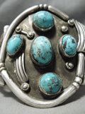 Statement Vintage Native American Navajo Lone Mountain Turquoise Sterling Silver Bracelet-Nativo Arts