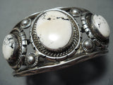 Best Vintage Native American Navajo White Buffalo Turquoise Stering Silver Bracelet-Nativo Arts