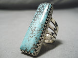 Native American One Of The Tallest Spiderweb Turquoise Sterling Silver Ring-Nativo Arts