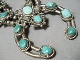 Museum Vintage Native American Navajo Royston Turquoise Sterling Silver Squash Blossom Necklace-Nativo Arts