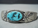 Beautiful Vintage Native American Navajo Sleeping Beauty Turquoise Sterling Silver Bracelet Old-Nativo Arts