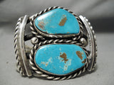 One Of The Best Vintage Native American Navajo Old Kingman Turquoise Sterling Silver Bracelet-Nativo Arts
