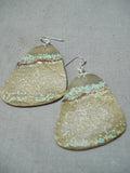 Rare Huge #8 Turquoise Slab Native American Sterling Silver Earrings-Nativo Arts