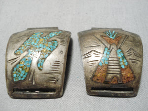 Authentic Vintage Native American Navajo Thomas Singer Turquoise Sterling Silver Bracelet Links-Nativo Arts