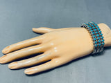 Eyes Of Turquoise Vintage Native American Navajo Sterling Silver Bracelet Cuff Old-Nativo Arts