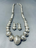 One Of The Most Unique Vintage Native American Navajo Tubule Sterling Silver Necklace Set-Nativo Arts