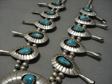 305 Gram Vintage Native American Navajo Turquoise Sterling Silver Squash Blossom Necklace Old-Nativo Arts