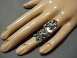 Striking Vintage Navajo Kachina Turquoise Sterling Silver Native American Ring-Nativo Arts