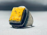 Exceptional Vintage Native American Navajo Honey Bee Jasper Sterling Silver Ring-Nativo Arts