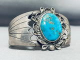 Colossal Vintage Native American Navajo Pilot Mountain Turquoise Sterling Silver Bracelet-Nativo Arts