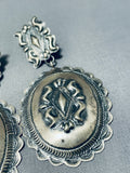 One Of The Most Intricate Native American Navajo Sterling Silver Concho Earrings-Nativo Arts