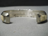 Thick Heavy!! Vintage Native American Navajo White Stone Sterling Silver Amber Bracelet-Nativo Arts