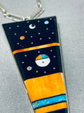 Midnight Sky Native American Navajo Turquoise Kachina Sterling Silver Necklace-Nativo Arts