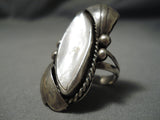 Superlative Vintage Navajo Peal Sterling Silver Leaf Native American Ring Old-Nativo Arts
