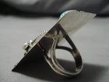 Astonishing Vintage Native American Navajo Blue Gem Turquoise Sterling Silver Ring-Nativo Arts