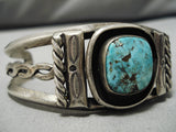Very Rare Old Deposit Kingman Turquoise Vintage Native American Navajo Sterling Silver Bracelet-Nativo Arts