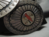 One Of Best Vintage Native American Navajo Turquoise Coral Sterling Silver Inlay Concho Belt-Nativo Arts