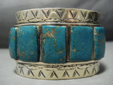 307 Grams!! Vintage Native American Jewelry Navajo Real Gold Sterling Silver Turquoise Bracelet Old-Nativo Arts