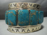 307 Grams!! Vintage Native American Jewelry Navajo Real Gold Sterling Silver Turquoise Bracelet Old-Nativo Arts