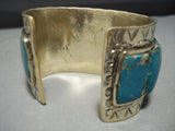 307 Grams!! Vintage Native American Jewelry Navajo Real Gold Sterling Silver Turquoise Bracelet Old-Nativo Arts