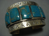 307 Grams!! Vintage Native American Jewelry Navajo Real Gold Sterling Silver Turquoise Bracelet Old-Nativo Arts