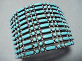 One Of The Most Intricate Native American Zuni Turquoise Sterling Silver Bracelet-Nativo Arts