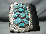 Magnificent Vintage Native American Zuni Sleeping Beauty Turquoise Sterling Silver Bowguard-Nativo Arts