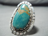 Signed Vintage Native American Navajo Royston Turquoise Sterling Silver Ring-Nativo Arts