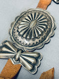1920's/30's Vintage Native American Navajo Hand Tooled Sterling Silver Concho Belt-Nativo Arts