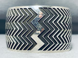 One Of The Most Detailed Ever Native American Navajo Sterling Silver Zig Zag Bracelet-Nativo Arts
