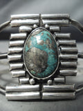 Rare Vintage Native American Navajo Segmented Sterling Silver Turquoise Bracelet Old-Nativo Arts