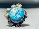 Superior Vintage Native American Navajo Kingman Turquoise Sterling Silver Ring-Nativo Arts