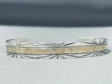 Dramatic Native American Navajo Sterling Silver And 14k Gold Signed Bracelet-Nativo Arts