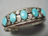Museum Vintage Native American Navajo Carico Lake Turquoise Sterling Silver Bracelet Old-Nativo Arts