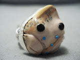 Whimsical Frog Navajo Shell Sterling Silver Ring Native American-Nativo Arts