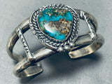 Heavy Thick Vintage Native American Navajo Gilber Turquoise Sterling Silver Bracelet-Nativo Arts